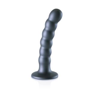 Beaded Silicone G-Spot Dildo - 5'' / 13 cm - Gunmetal