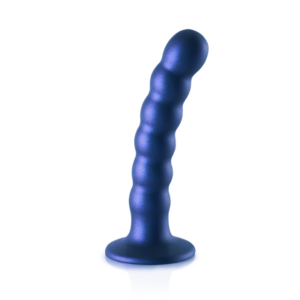 Beaded Silicone G-Spot Dildo - 5'' / 13 cm - Metallic Blue