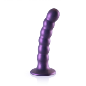 Beaded Silicone G-Spot Dildo - 5'' / 13 cm - Metallic Purple