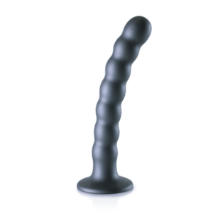 Beaded Silicone G-Spot Dildo - 6.5'' / 16,5 cm - Gunmetal