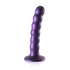 Beaded Silicone G-Spot Dildo - 5'' / 13 cm - Metallic Purple_