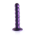 Beaded Silicone G-Spot Dildo - 5'' / 13 cm - Metallic Purple_